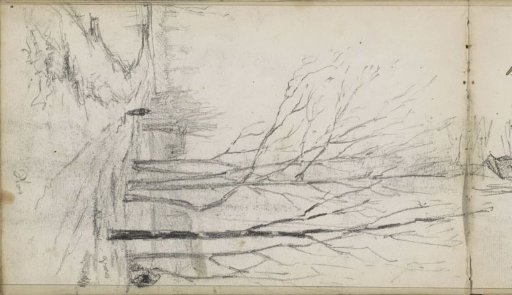 Figure on a Path Along a Pond