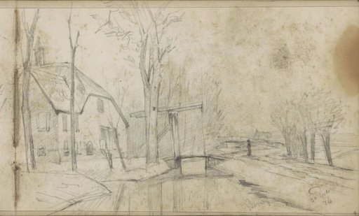 Houses and a drawbridge along the Clay road near Rotterdam
