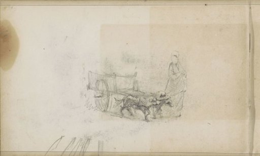Veiled figure with a dog cart