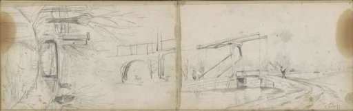 Study sheet, including a drawbridge at Schiebroek