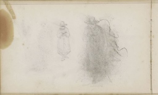 Reading woman with a hat and long coat
