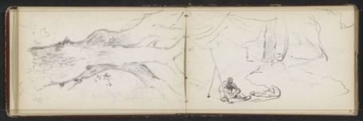 Tree trunk and a seated man