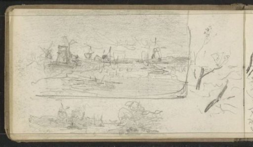 Landscapes with mills and trees