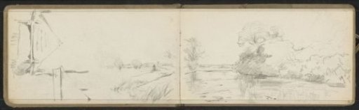 Hay barn and a landscape with a canal at Rijswijk