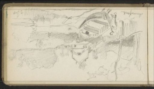 Figure with a rowing boat on a waterfront at Amersfoort
