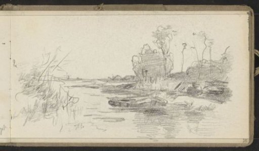 Empty rowing boat on a pond