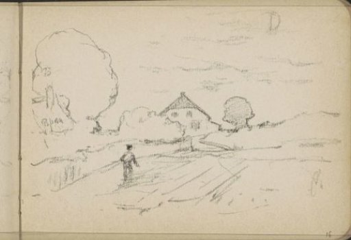 Man in a Meadow by a House