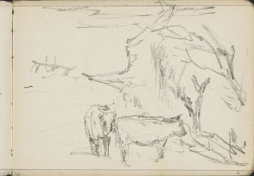 Two Cows by a Fence