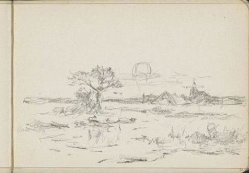 House and a mill in a landscape
