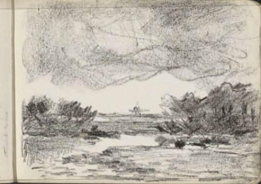 Landscape with water and a mill
