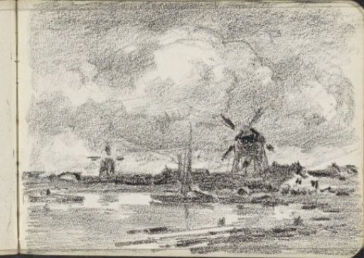 Two mills at a waterside