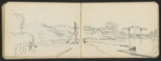 Landscape with a drawbridge over the water