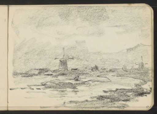 River landscape with mills