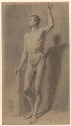 Standing male nude; academic study
