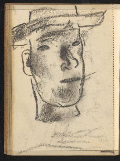 Cast of the drawing on page 21 recto and man's head with hat