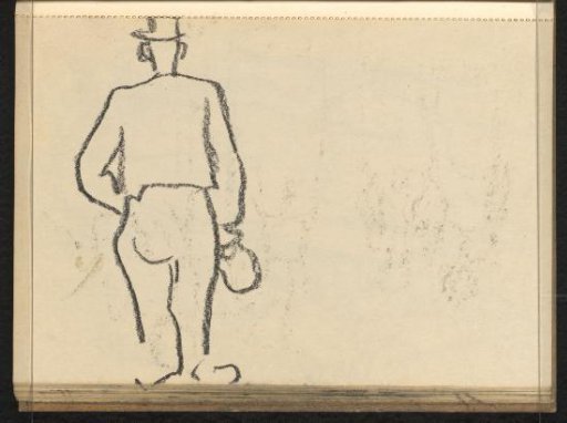 Cast of the drawing on page 25 verso and a standing man with a hat seen from behind