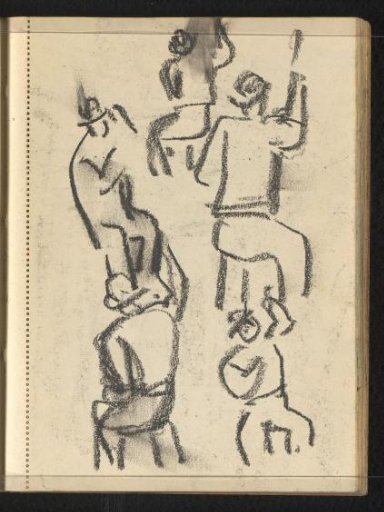 Figures with hats in various poses