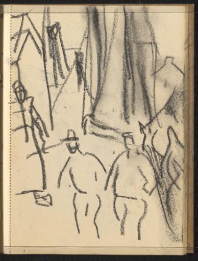 Three figures in the harbor of Spakenburg