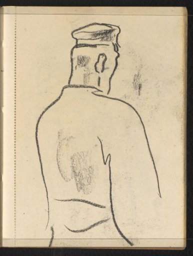 Man with a cap seen from behind