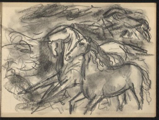 Two Galloping Horses in a Landscape