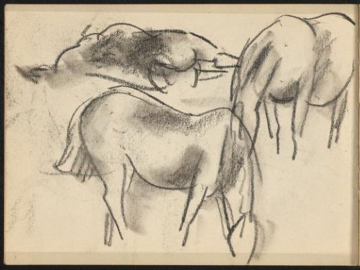 Two Standing Horses with a Lying Horse