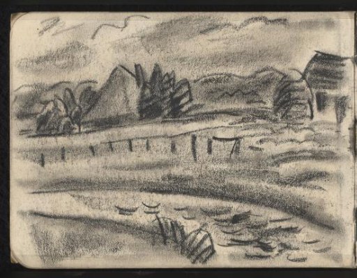 Landscape with a country road and trees in the background