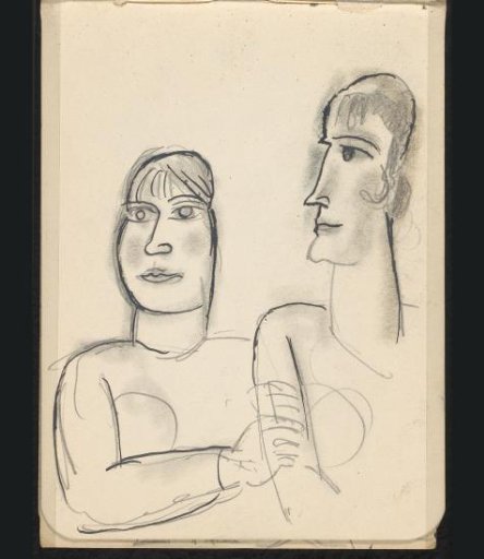 Two figures holding each other