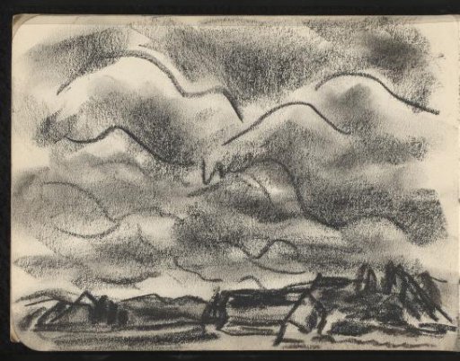 Landscape with hills and a dark sky