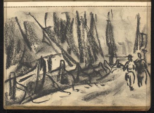 Two figures in the harbor of Spakenburg