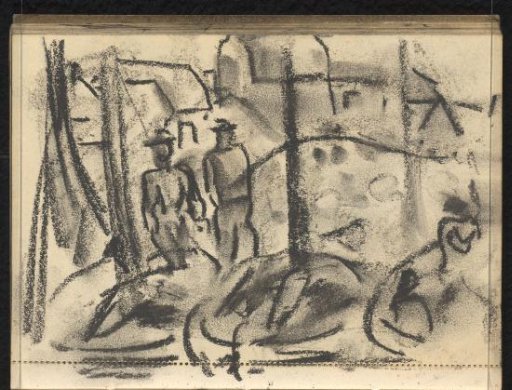 Two figures in the harbor of Spakenburg