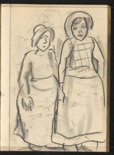 Two women or girls in the costume of Spakenburg