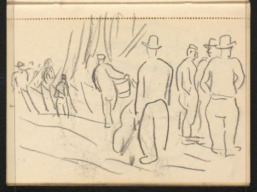 Abklatsch of the drawing on page 37 recto and figures in the harbor of Spakenburg
