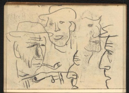 Male heads with hat and pipe