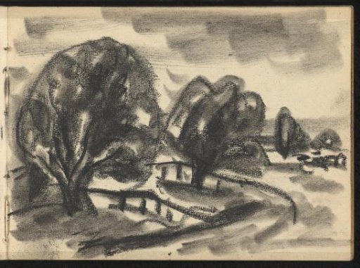 Landscape with trees and a bridge