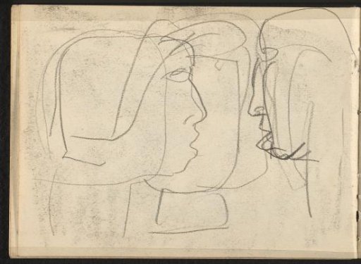 Three heads of figures