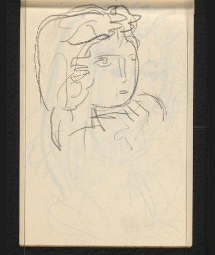 Woman's head with right arm on head