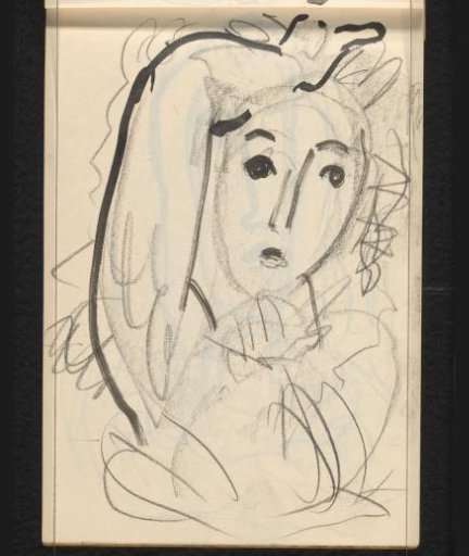 Woman with right arm on head and left arm before breast