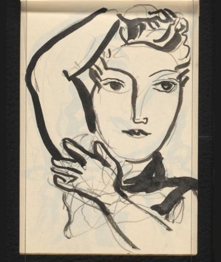 Woman with right arm on head and left hand before right armpit