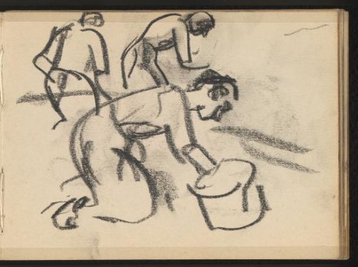 Three figures kneeling