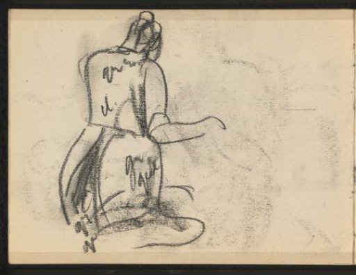 Figure kneeling seen from behind
