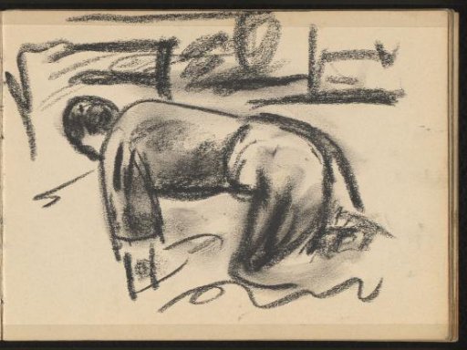 Figure kneeling in the water