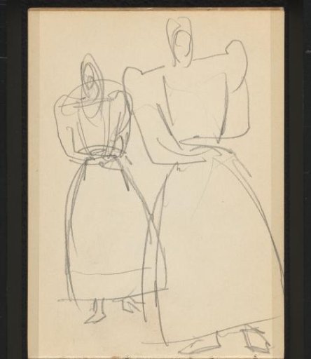 Two figures in dresses