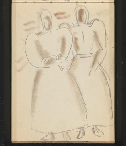 Two figures in dresses