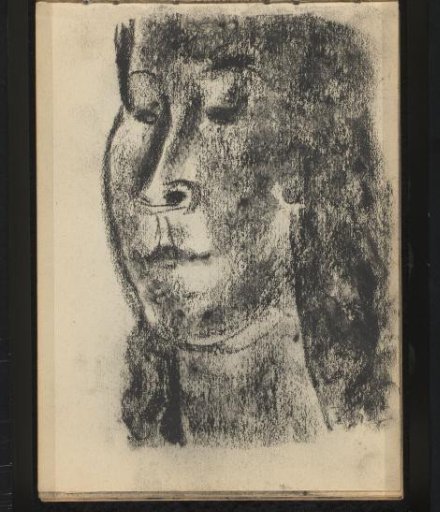 Woman with dark hair and a long face