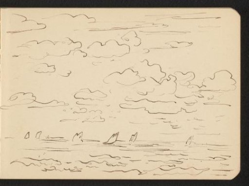 Seaview with sailing boats and birds