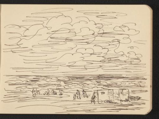 Beach with Figures and Two Carriages