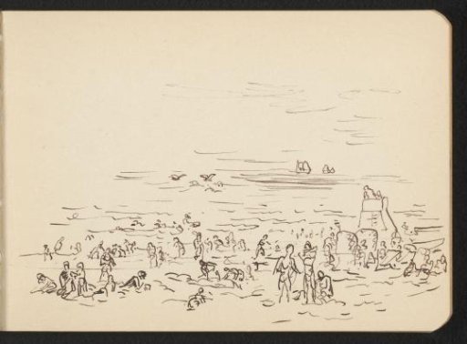 Beach with Figures and a Lifeguard