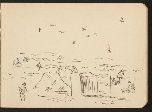 Beach with Two Tents and Recreants