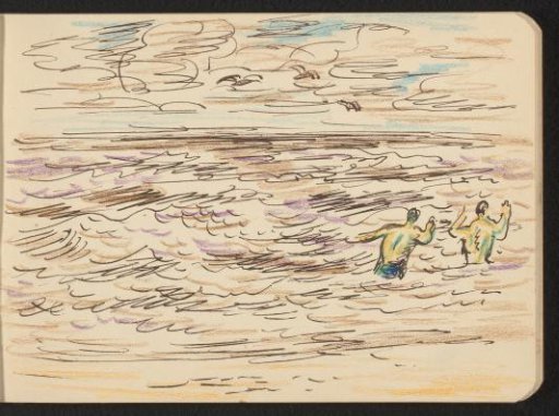 Beach with Two Figures in the Sea