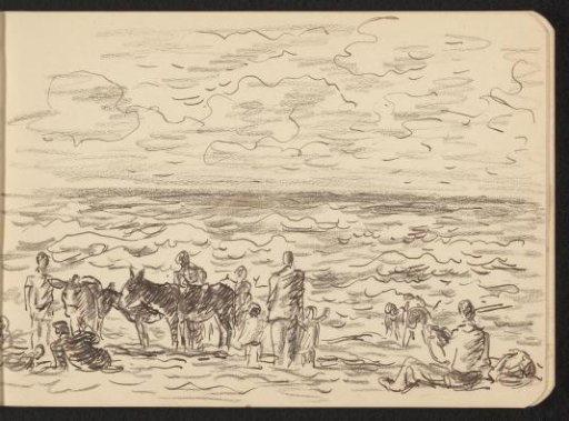 Beach with Figures and Two Donkeys